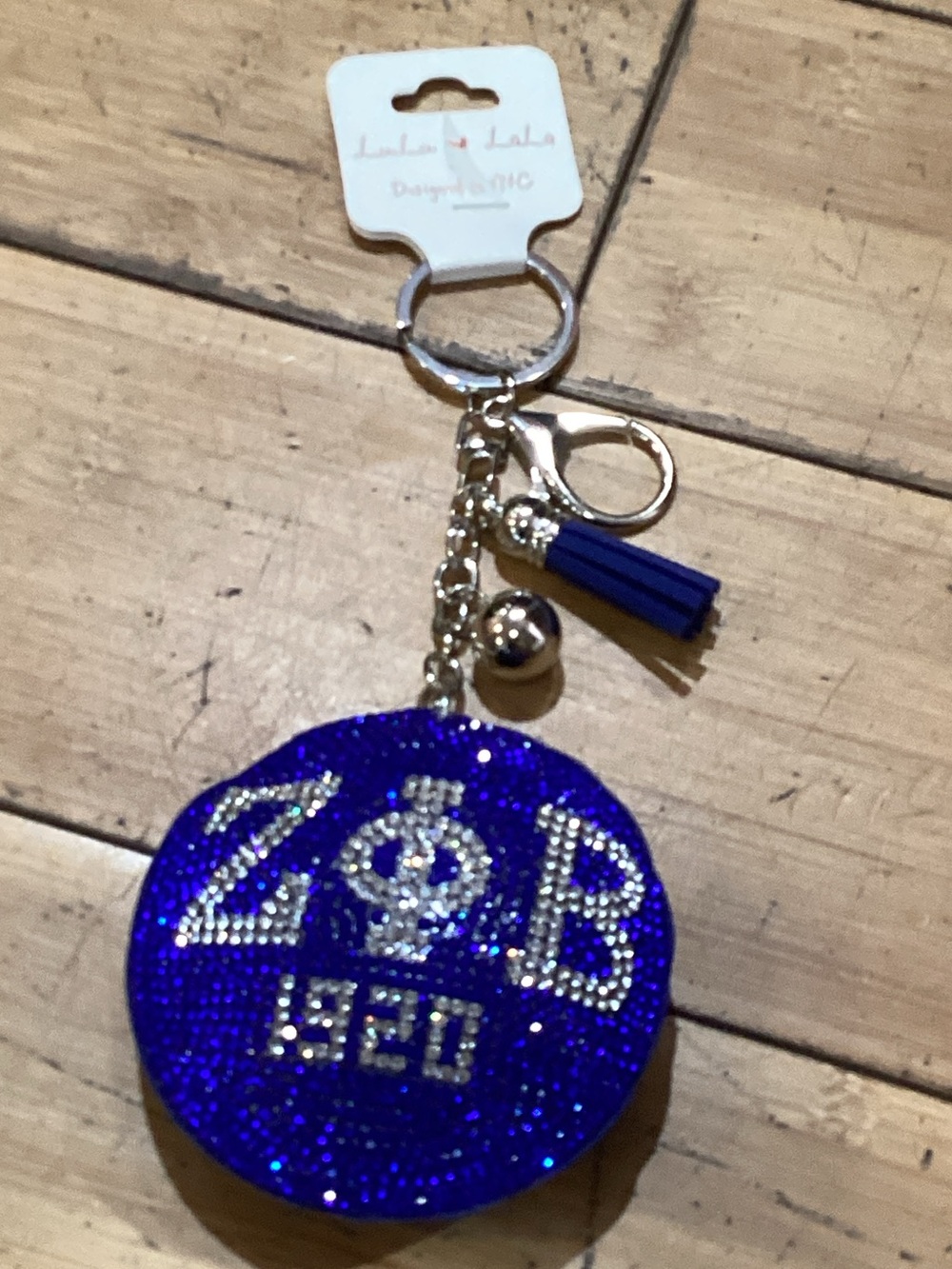 Royal‎ Blue Rhinestone Greek Letter Keychain